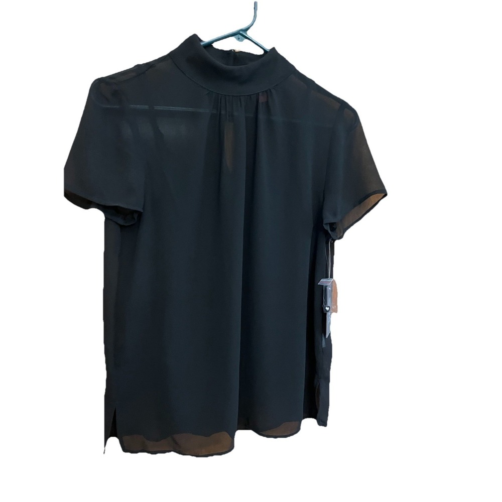 NWT Vince Camaro Women's Twinkle & Glow Blk Sz  XS Tank W Sheer Over